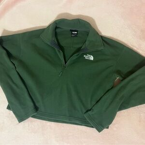 EUC The North Face cropped quarter zip green fleece size M women’s